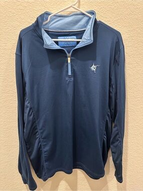 White Water Navy Quarter-Zip Pullover with Light Blue Trim